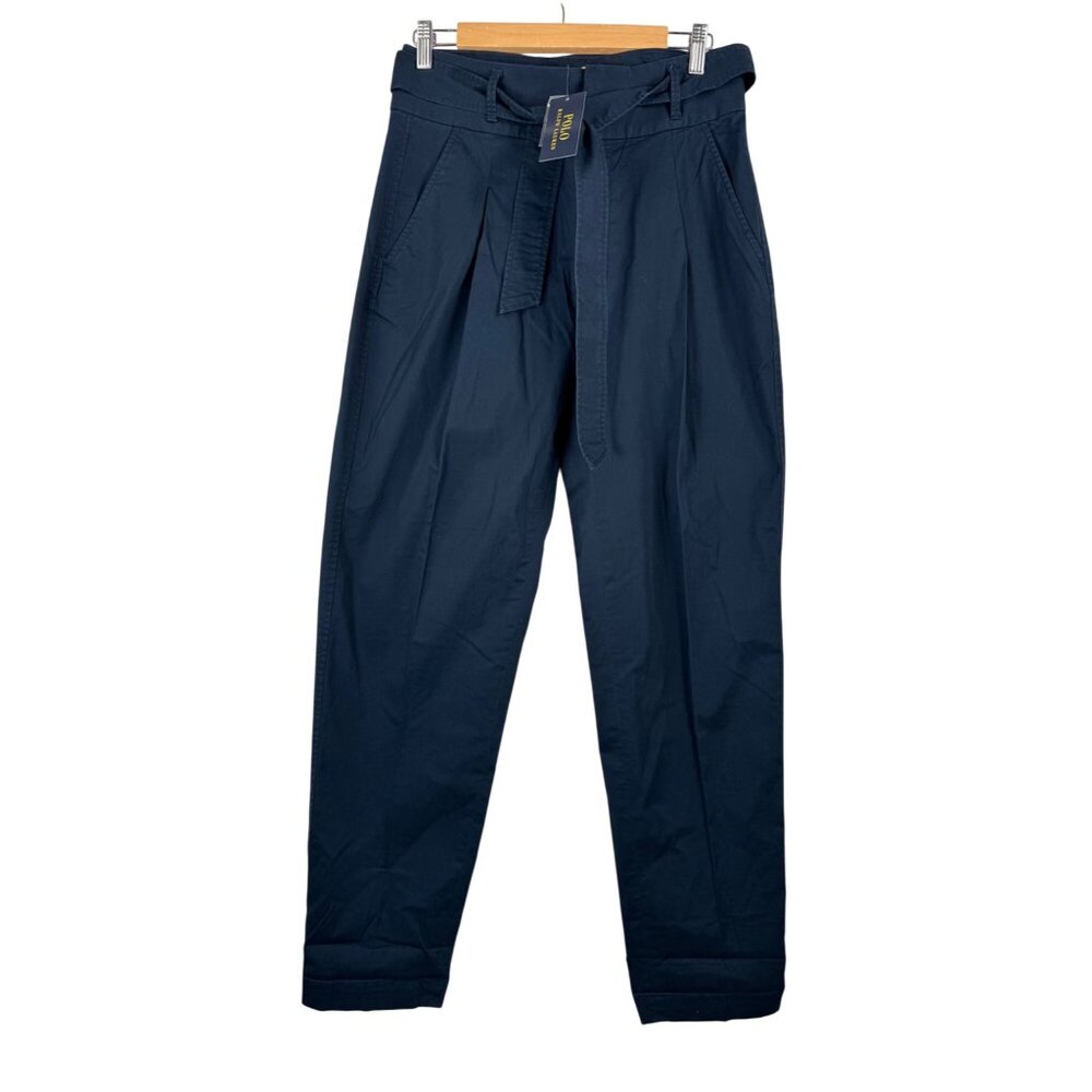 Polo Ralph Lauren High waist Pleated chino pants belted‎ navy 90s office sz 4